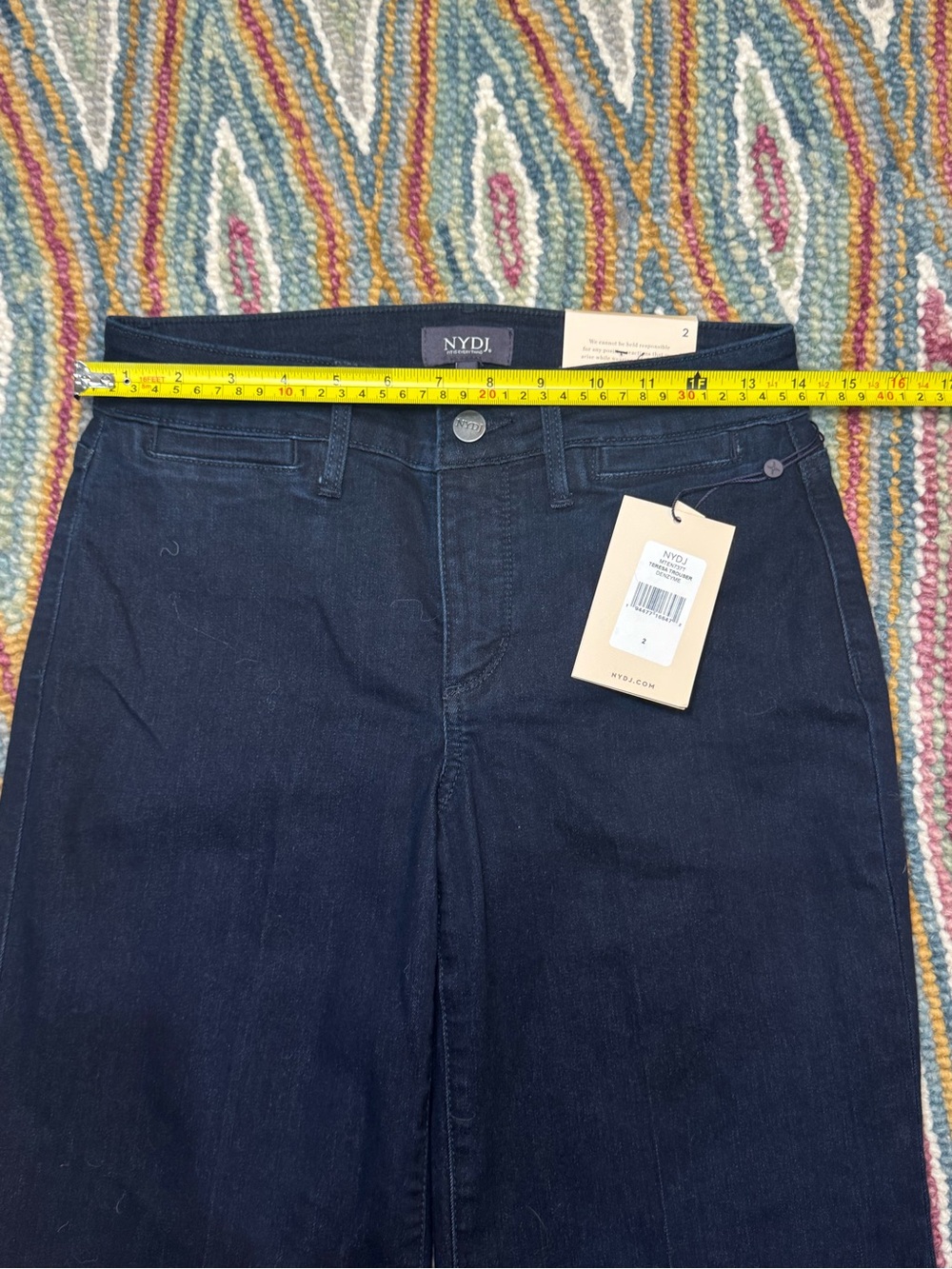 👖✨ NYDJ Dark Denim Wide-Leg TERESA Trouser Pants Jeans Denim NWT ✨👖 - Picture 10 of 12